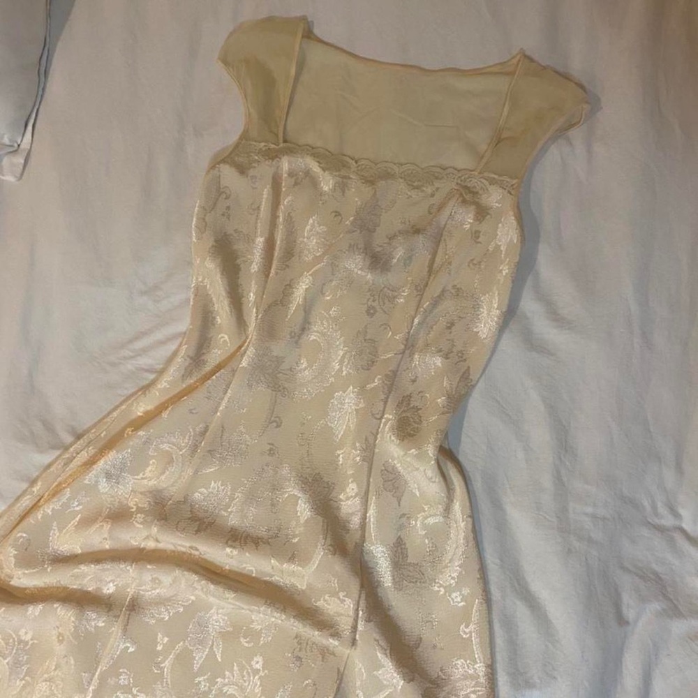 vintage Victoria secret cream night slip dress satin paisley print
